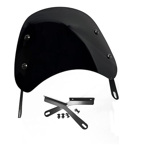 Zombieeast Bike Plastic Windscreen Visor (New Version) Small Visor Black Front Windshield Wind Deflectors Compatible with Yamaha FZ-X, Meteor 650, Meteor 350, Jawa Forty Two