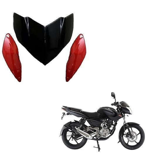 Zombieeast Headlight Visor Black for Pulsar 135 (Sport,Red)