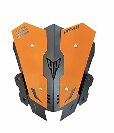 Zombieeast Metal Heavy Duty Visor Windscreen Wind Deflector Orange Short Visor for Yamaha MT15 MT-15
