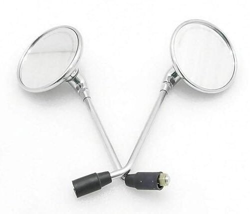 Zombieeast Heavy Steel RE Bike Round Rear View Chrome Mirrors Suitable for Standard/Thunderbird X Bullet 350 500