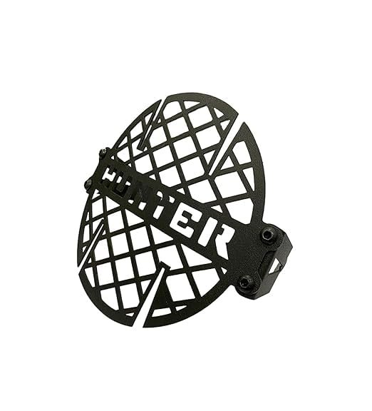 Zombieeast Headlight jaali grill for RE Hunter Black. Made with premium quality iron metal, which makes the structure very stable, hard and long lasting. It is durable enough protect your headlight from any collision or accident. Designed in structure of jaali grill which disperse the impulse in all direction save the headlight in case of collision or crash. The design is simple but effective for cruiser bikes like RE as they have high impact in case of collision and its important to save the headlight system which is quite expensive. Gives a classy and stylish look to your simple headlight system and protect it from any damage.