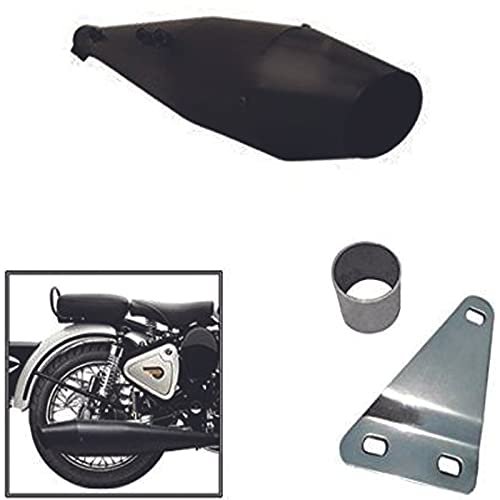 Zombieeeast Bike Silencer Exhaust Glasswool Dolphin Black Bullet Filter Exhaust With Zed Clamp & Bush for Royal Enfield All Models(Only Not Suitable For Reborn & Meteor)