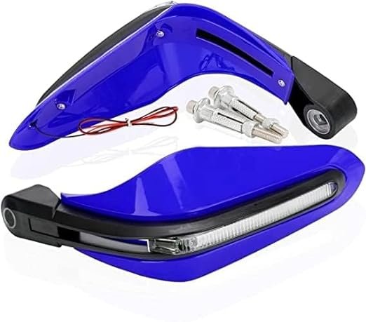 Zombieeast Bike Universal Motorcycle Hand Guard/Brake, Clutch Lever Guard/Wind Deflector With Drl Led Light For All Bikes (Blue) For Bajaj New Discover 125 M DTS-i