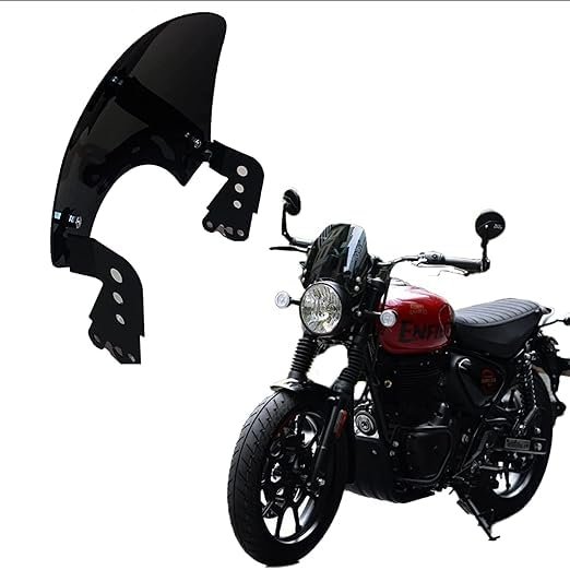 Zombieeast Windshield/Tinted Flyscreen Fitting Like Genuine with All Necessary Fittings Black Compatible with RE Hunter 350 - Black