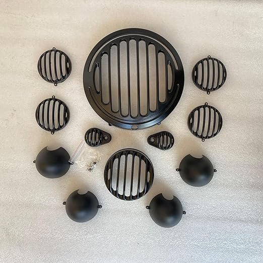 Zombieeast Grill Set for RE Classic Reborn Bike, Front Headlight Grill Cover Set with Tail Lamp,Parking Grill,Indicator Cup Compatible Only for RE Next Generation Classic Reborn (Set of 12)