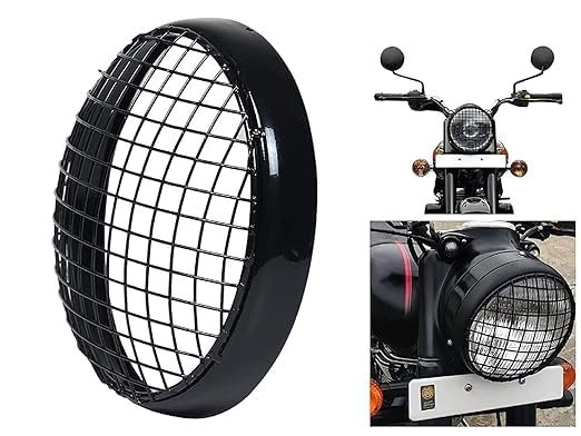 Zombieeast Headlight Jali Grill for Royal Enfield Classic 350/500 CC Classic Chrome Electra 350/500 and Standard 350/500 CC (Black)