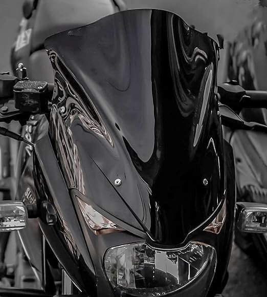 Zombieeast Windshield Front Headlight Visor Bike Wind Deflectors Windscreen Glass Black Protector Superior PC Plastic for Pulsar 150 and 180