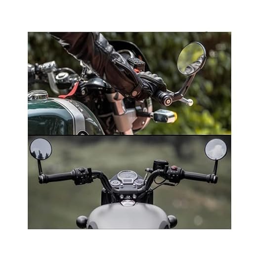 Zombieeast Handle Bar End Mirror For Royal Enfiled Classic 350 Classic 500 Standard 350 Hunter 350 Meteor 350 Super Meteor 650 Reborn Classic 350 Himalayan 411 Scram 411 Electra 350 Round Mirrors
