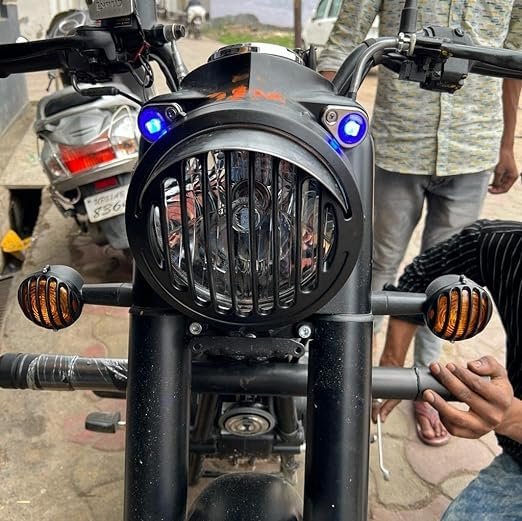 Zombieeast Grill Set for RE Classic Reborn Bike, Front Headlight Grill Cover Set with Tail Lamp,Parking Grill,Indicator Cup Compatible Only for RE Next Generation Classic Reborn (Set of 12)