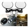 Zombieeast Bike Aluminum Universal Foldable Round Bar End Side Rear View Convex Mirrors for Motorcycles & Bikes Black, 2 Pieces Suitable For RE Continental GT