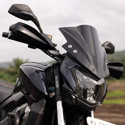 Zombieeast Windshield Front Headlight Visor Bike Wind Deflectors Windscreen Glass Black Protector Superior PC Plastic for Bajaj RS 200