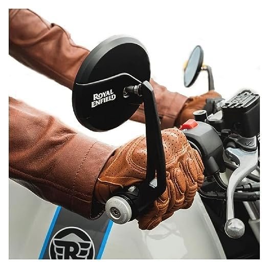 Zombieeast Handle Round Side Mirror For RE Reborn Meteor Hunter Electra Standard Classic 350 BS3 BS4 BS6 Clear High Definition 360 Wide Angle Mirror Continental GT Himalayan Interceptor 650 Super Meteor