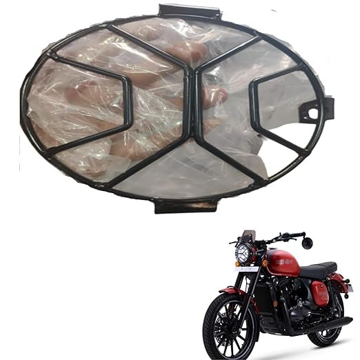 Zombieeast Bike Headlight Jali Metal Grill Heavy Duty Headlight Guard Protector Grill, Black Suitable For Jawa 42