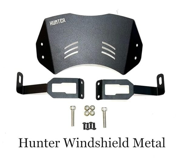 Zombieeast Bike Metal Windshield Visor Flyscreen Direct Fit with Fittings Black (New Version) Small Visor Compatible with Royal Enfield Hunter 350