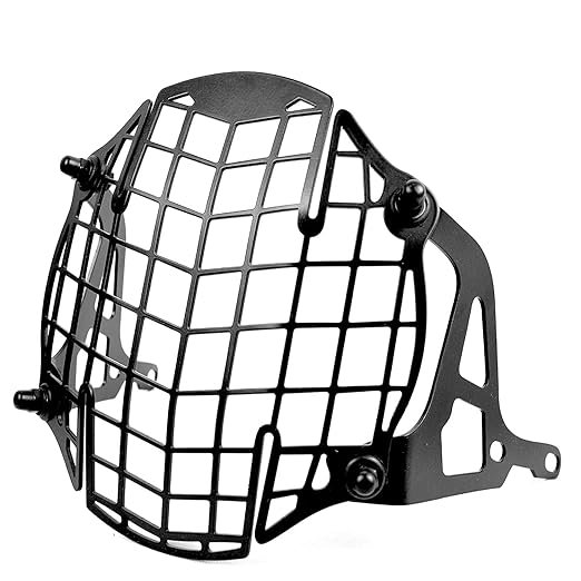 Zombieeast Headlight jaali grill for Royal Enfiled Himalayan Black. Made with premium quality iron metal, which makes the structure very stable, hard and long lasting. It is durable enough protect your headlight from any collision or accident. Designed in structure of jaali grill which disperse the impulse in all direction save the headlight in case of collision or crash. The design is simple but effective for cruiser bikes like RE as they have high impact in case of collision and its important to save the headlight system which is quite expensive. Gives a classy and stylish look to your simple headlight system and protect it from any damage.