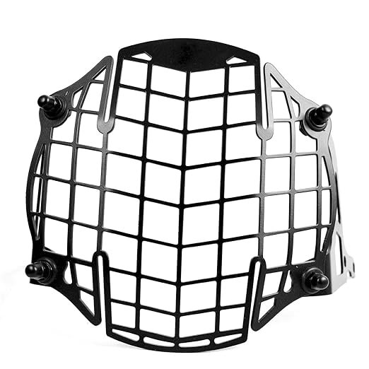 Zombieeast Headlight jaali grill for Royal Enfiled Himalayan Black. Made with premium quality iron metal, which makes the structure very stable, hard and long lasting. It is durable enough protect your headlight from any collision or accident. Designed in structure of jaali grill which disperse the impulse in all direction save the headlight in case of collision or crash. The design is simple but effective for cruiser bikes like RE as they have high impact in case of collision and its important to save the headlight system which is quite expensive. Gives a classy and stylish look to your simple headlight system and protect it from any damage.