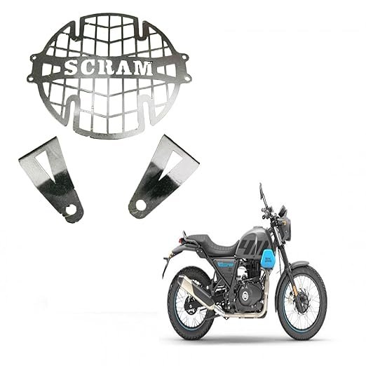 GadiBik Headlight Grill with Scram Logo Metal Headlight Grill Direct Fit For Royal Enfield Scram 411
