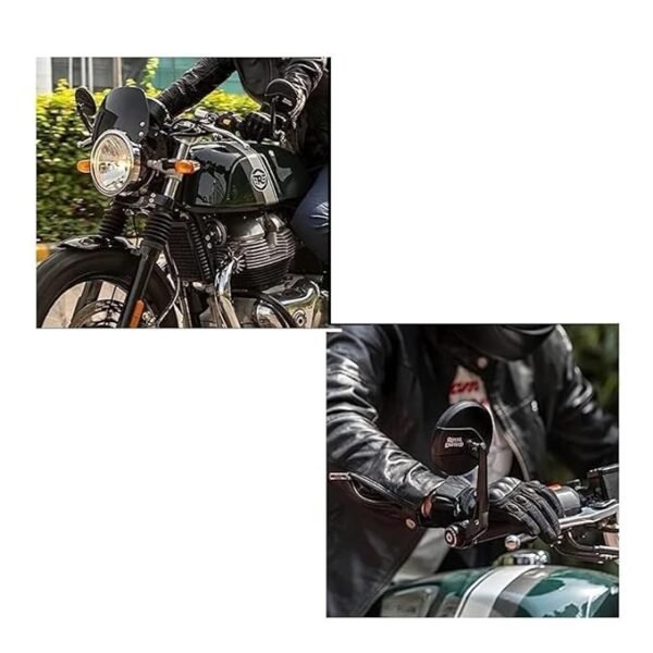 Zombieeast Handle Round Side Mirror For RE Reborn Meteor Hunter Electra Standard Classic 350 BS3 BS4 BS6 Clear High Definition 360 Wide Angle Mirror Continental GT Himalayan Interceptor 650 Super Meteor