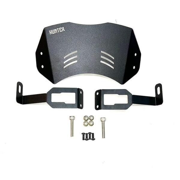 Zombieeast Bike Metal Windshield Visor Flyscreen Direct Fit with Fittings Black (New Version) Small Visor Compatible with Royal Enfield Hunter 350