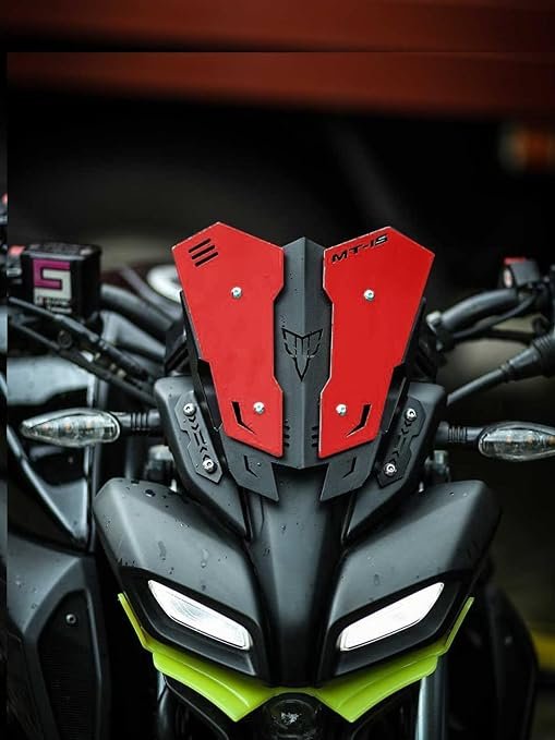 Zombieeast Metal Heavy Duty Visor Windscreen Wind Deflector RED Short Visor for Yamaha MT15 MT-15