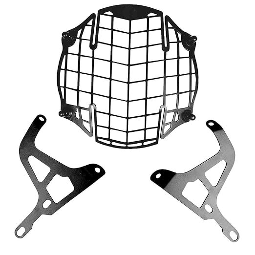 Zombieeast Headlight jaali grill for Royal Enfiled Himalayan Black. Made with premium quality iron metal, which makes the structure very stable, hard and long lasting. It is durable enough protect your headlight from any collision or accident. Designed in structure of jaali grill which disperse the impulse in all direction save the headlight in case of collision or crash. The design is simple but effective for cruiser bikes like RE as they have high impact in case of collision and its important to save the headlight system which is quite expensive. Gives a classy and stylish look to your simple headlight system and protect it from any damage.
