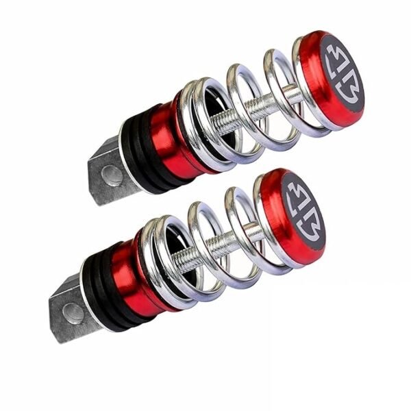 Zombieeast Bike Universal Stylish Heavy Duty Aluminium Spring Coil Bike Footrest Pegs/Foot Rest Peds Red Suitable For All Bikes