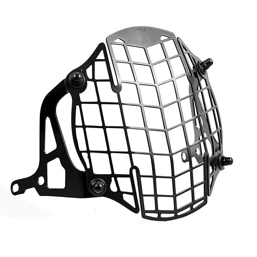 Zombieeast Headlight jaali grill for Royal Enfiled Himalayan Black. Made with premium quality iron metal, which makes the structure very stable, hard and long lasting. It is durable enough protect your headlight from any collision or accident. Designed in structure of jaali grill which disperse the impulse in all direction save the headlight in case of collision or crash. The design is simple but effective for cruiser bikes like RE as they have high impact in case of collision and its important to save the headlight system which is quite expensive. Gives a classy and stylish look to your simple headlight system and protect it from any damage.