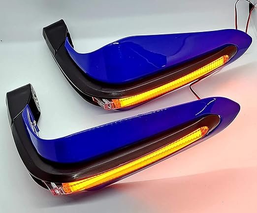 Zombieeast Bike Universal Motorcycle Hand Guard/Brake, Clutch Lever Guard/Wind Deflector With Drl Led Light For All Bikes (Blue) For Bajaj New Discover 125 M DTS-i
