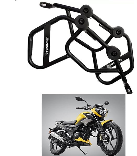 Zombieeast Heavy Duty Leg Crash Guard Engine Rider Printed Frame Metal Crash Guard with 4 Slider for TVS Raider