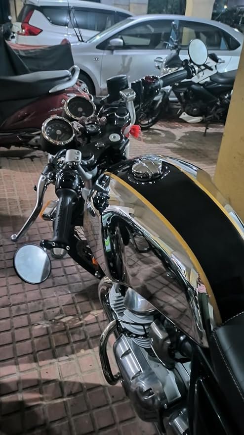 Zombieeast Bike Aluminum Universal Foldable Round Bar End Side Rear View Convex Mirrors for Motorcycles & Bikes Black, 2 Pieces Suitable For RE Continental GT