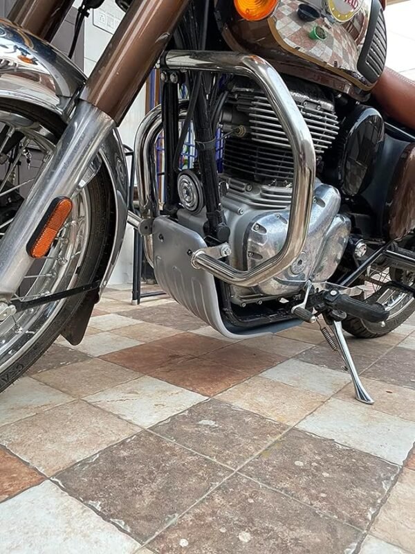 Zombieeast Bike Engine Bash Plate Bike Sump Guard Chrome Compatible with Royal Enfield Classic 350 Reborn