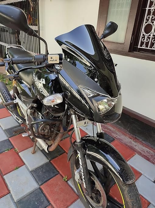 Zombieeast Windshield Front Headlight Visor Bike Wind Deflectors Windscreen Glass Black Protector Superior PC Plastic for Pulsar 150 and 180