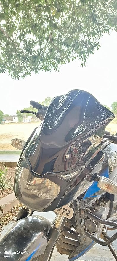 Zombieeast Windshield Front Headlight Visor Bike Wind Deflectors Windscreen Glass Black Protector Superior PC Plastic for Pulsar 150 and 180