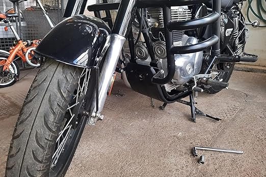 Zombieeast Bike Engine Bash Plate Bike Sump Guard R Logo Black Compatible with Royal Enfield Reborn Classic 350 and Meteor 350
